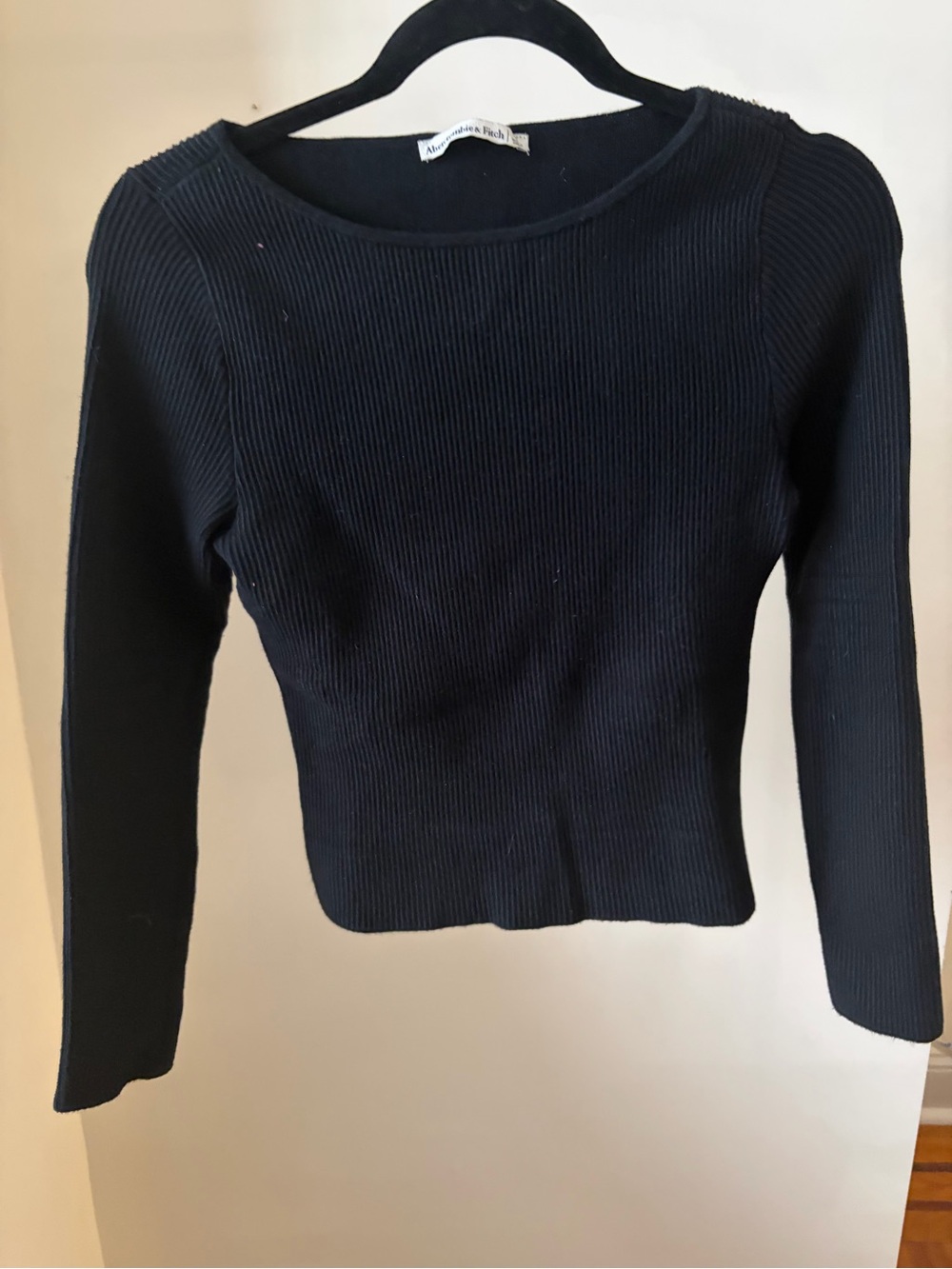 Abercrombie & Fitch Black Ribbed Crew Top